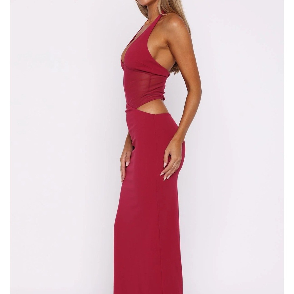 White fox No Notes Needed Halter Maxi Dress Cherry - Picture 4 of 6